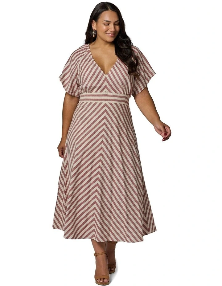 Allegra Linen Stripe Midi Dress in Multi image 1
