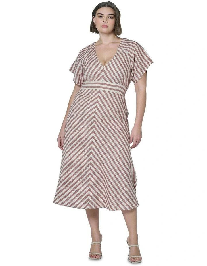 Allegra Linen Stripe Midi Dress in Multi image 1