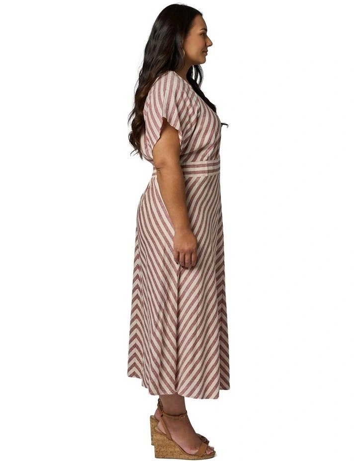 Allegra Linen Stripe Midi Dress in Multi image 3