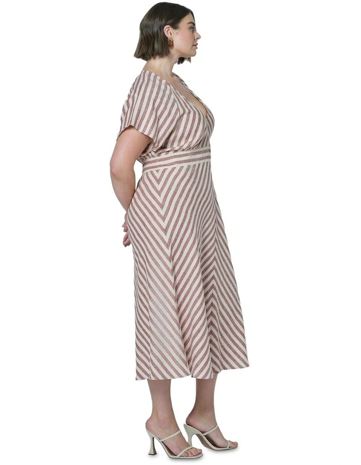 Allegra Linen Stripe Midi Dress in Multi image 3