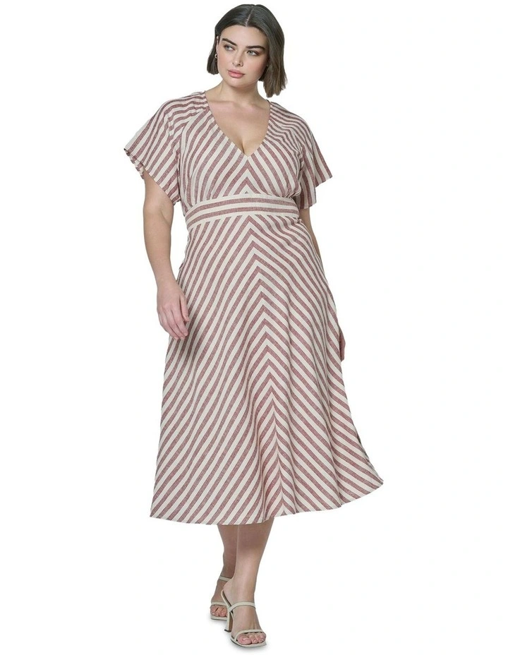 Allegra Linen Stripe Midi Dress in Multi image 4