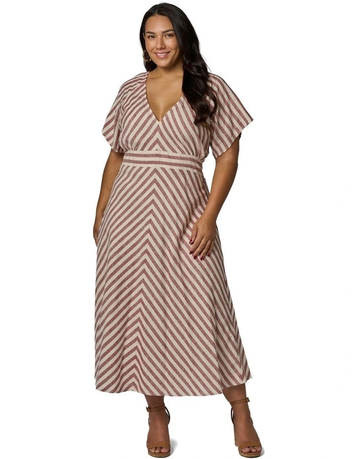 Allegra Linen Stripe Midi Dress in Multi image 5