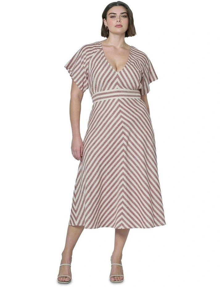 Allegra Linen Stripe Midi Dress in Multi image 5