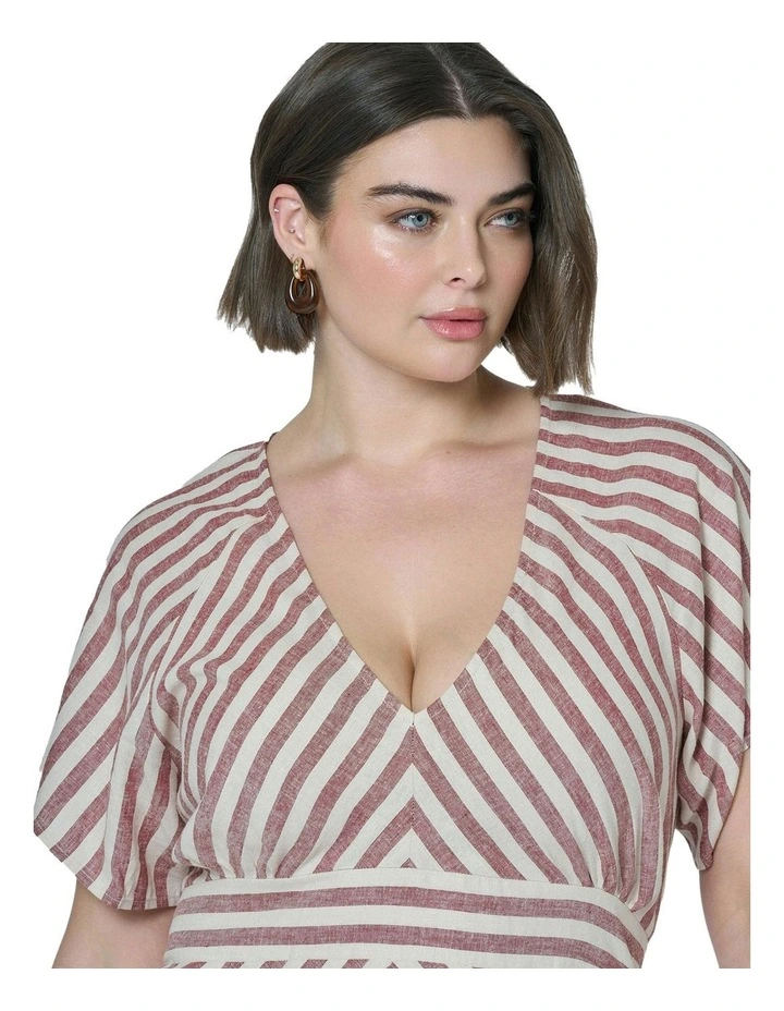 Allegra Linen Stripe Midi Dress in Multi image 6