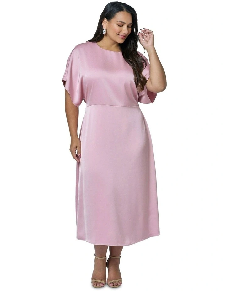 Lust Unleashed Satin Midi Dress in Pink image 1