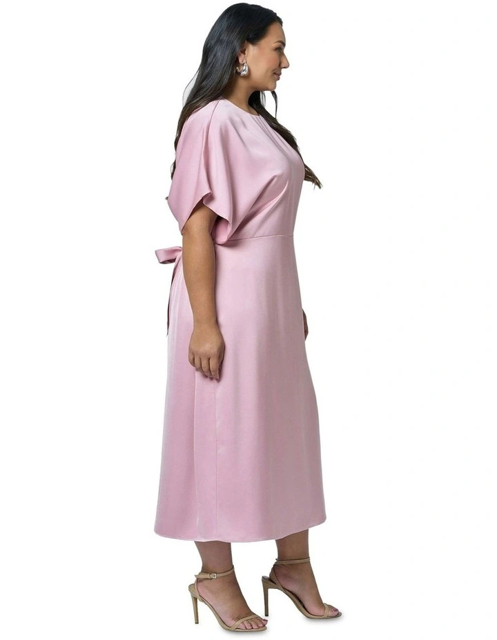 Lust Unleashed Satin Midi Dress in Pink image 3