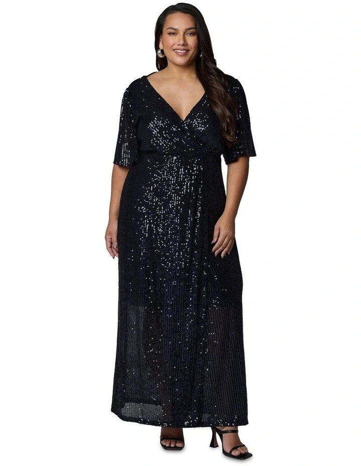 Lure Sequin Maxi Dress in Blue image 4