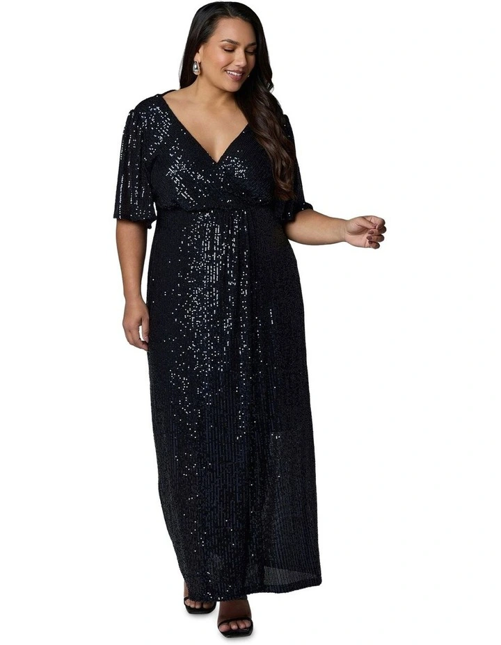 Lure Sequin Maxi Dress in Blue image 5