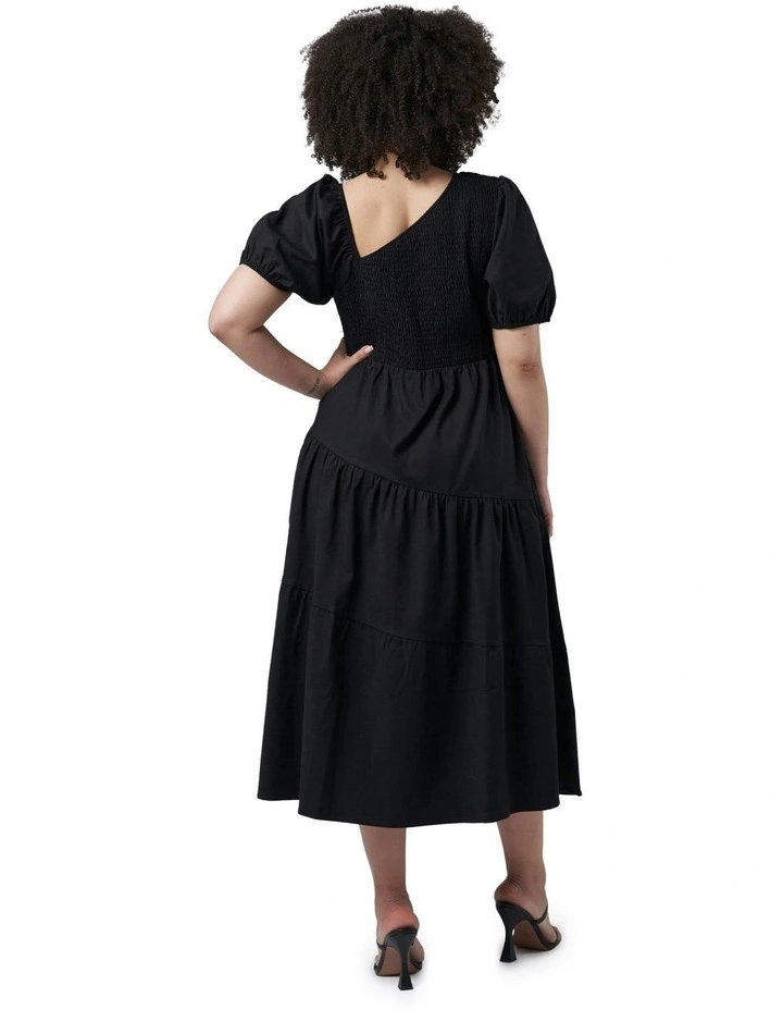 Miley Asymmetric Midi Dress in Black image 5