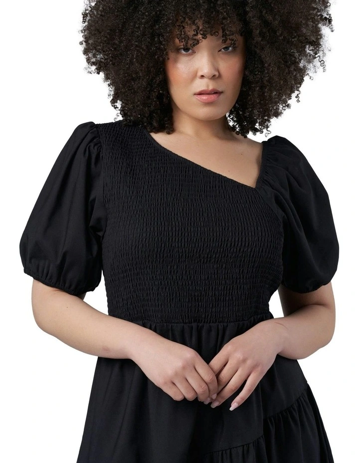 Miley Asymmetric Midi Dress in Black image 6