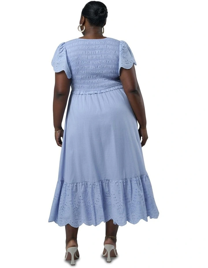 Anastasia Broderie Midi Dress in Blue image 2