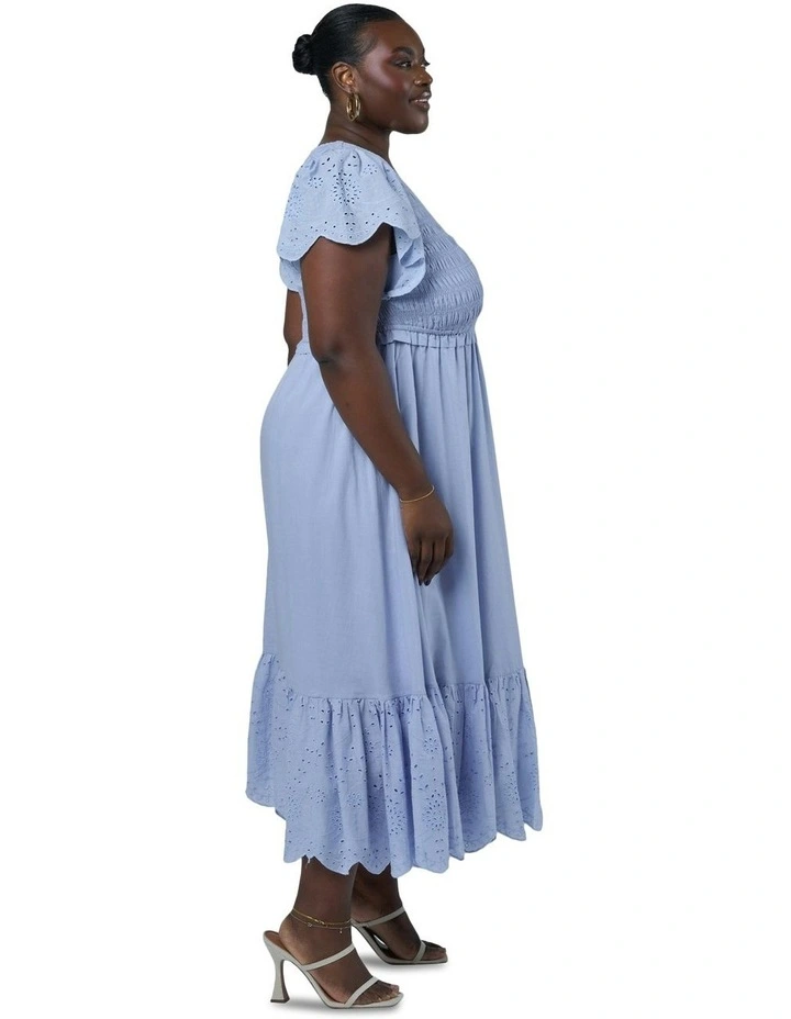 Anastasia Broderie Midi Dress in Blue image 3