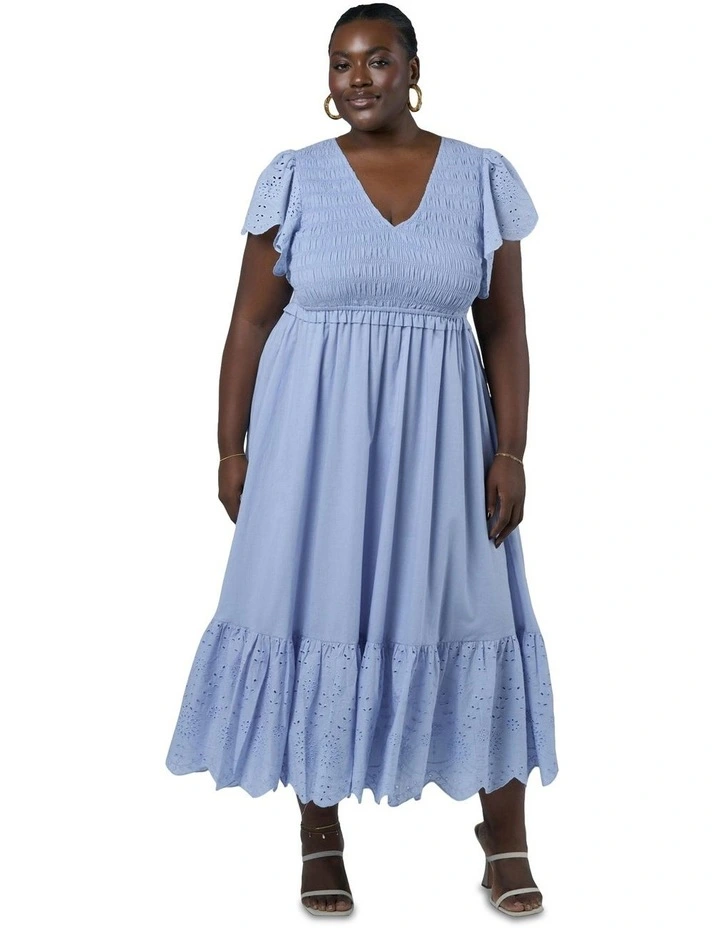 Anastasia Broderie Midi Dress in Blue image 4