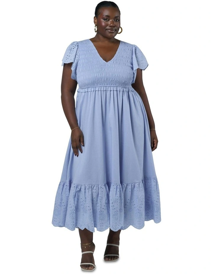 Anastasia Broderie Midi Dress in Blue image 5