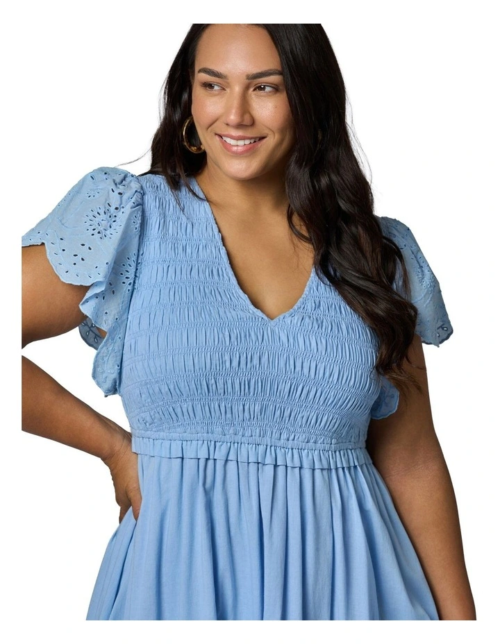 Anastasia Broderie Midi Dress in Blue image 6