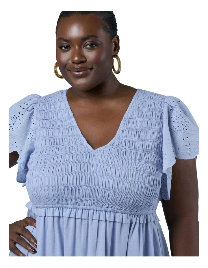 Anastasia Broderie Midi Dress in Blue image 6