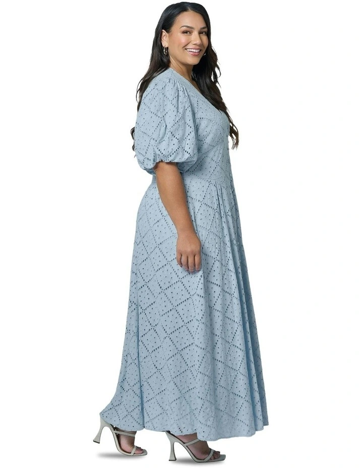 Sophia Broderie Maxi Dress in Blue image 3