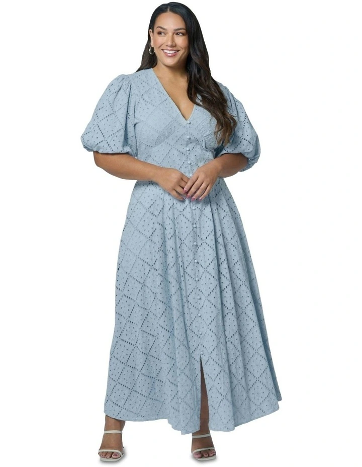 Sophia Broderie Maxi Dress in Blue image 4