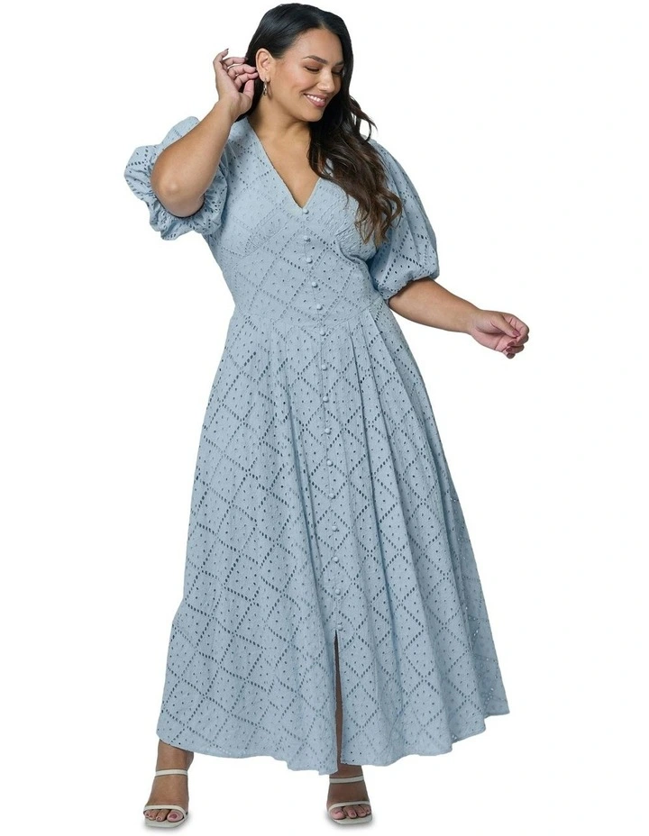 Sophia Broderie Maxi Dress in Blue image 5