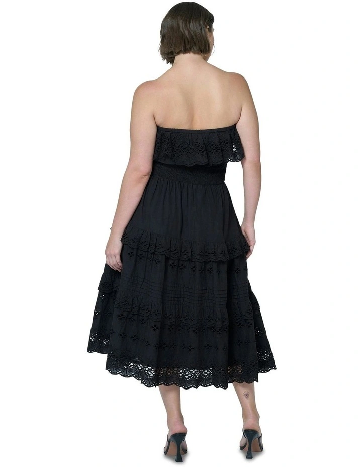 Defy Broderie Midi Dress in Black image 2