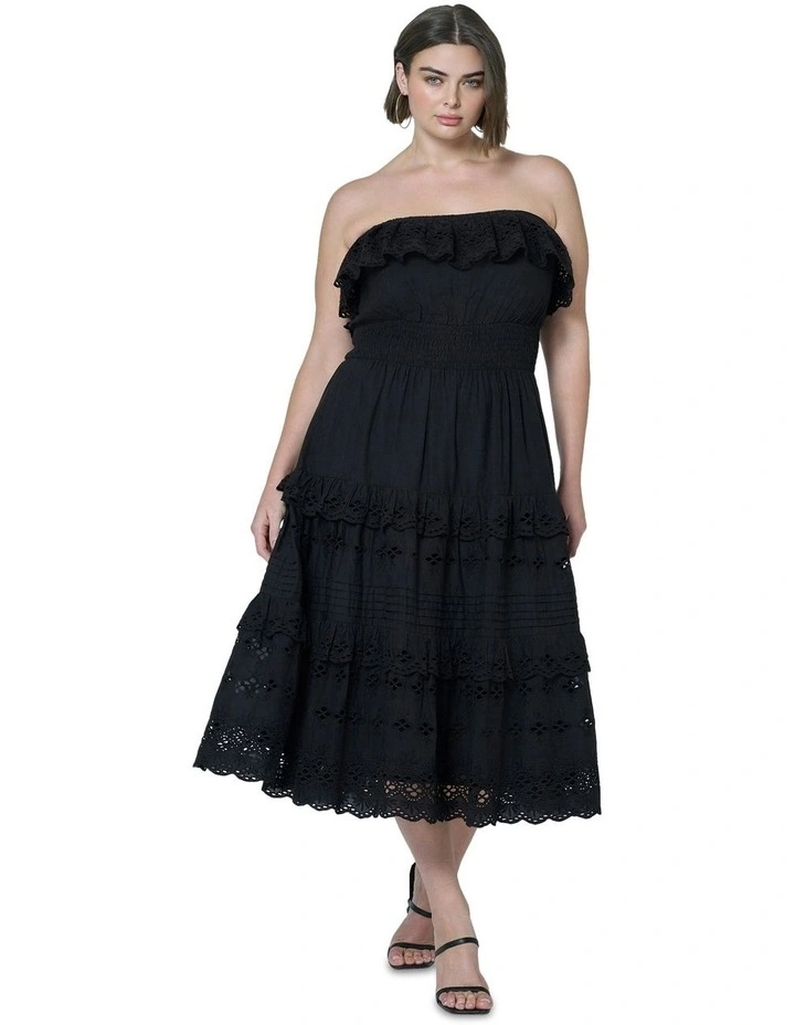 Defy Broderie Midi Dress in Black image 5