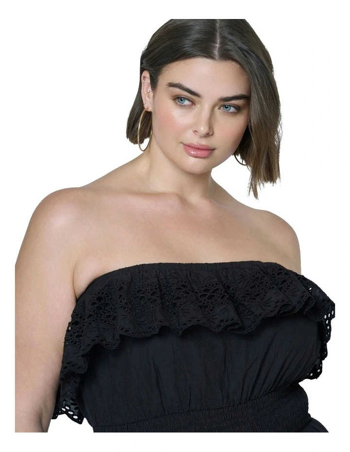 Defy Broderie Midi Dress in Black image 6