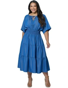 Skye Chambray Midi Dress in Blue