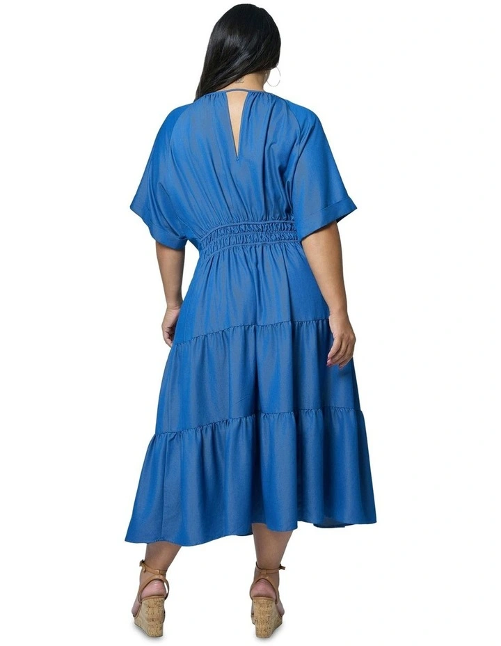 Skye Chambray Midi Dress in Blue image 2