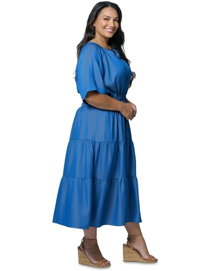 Skye Chambray Midi Dress in Blue image 3