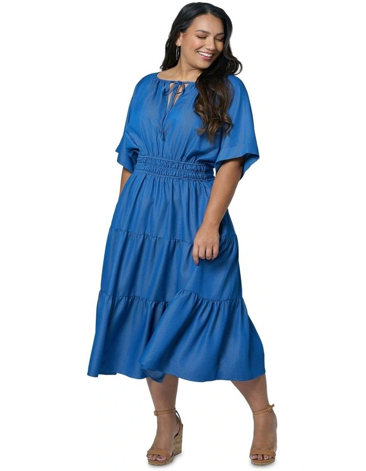 Skye Chambray Midi Dress in Blue image 4
