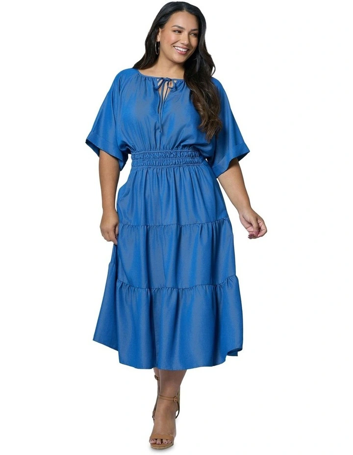Skye Chambray Midi Dress in Blue image 5