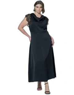 Allure Satin Maxi Dress in Black