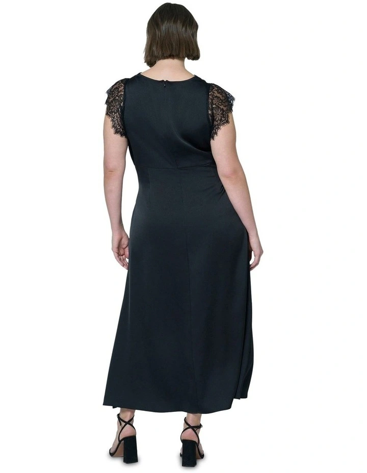 Allure Satin Maxi Dress in Black image 2