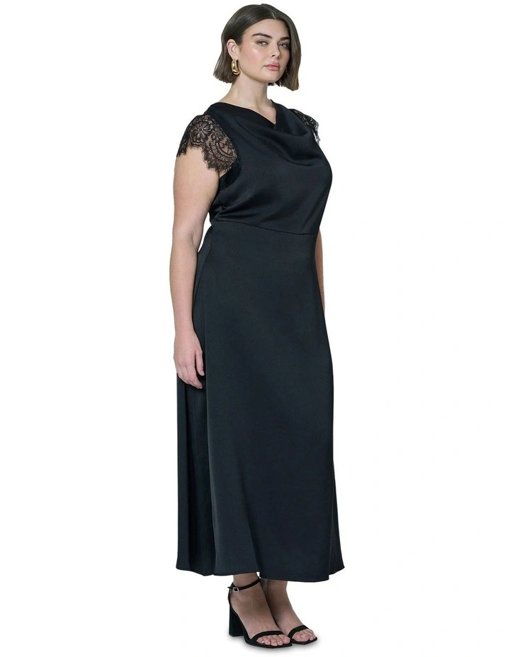 Allure Satin Maxi Dress in Black image 3