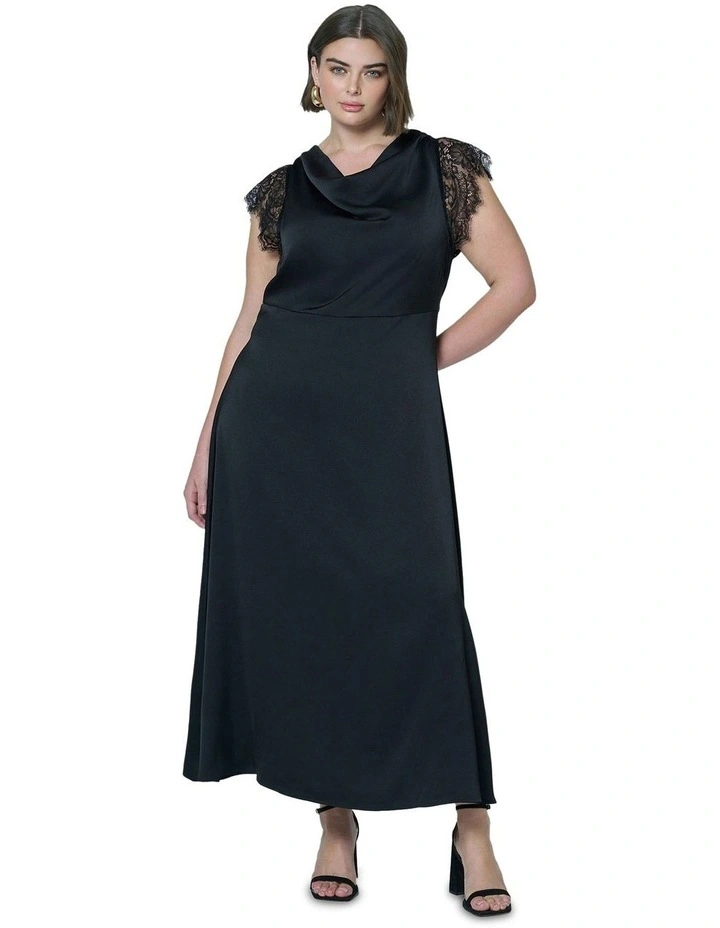 Allure Satin Maxi Dress in Black image 4