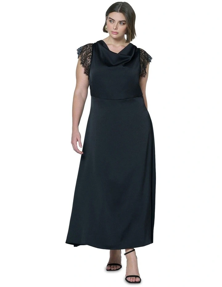 Allure Satin Maxi Dress in Black image 5