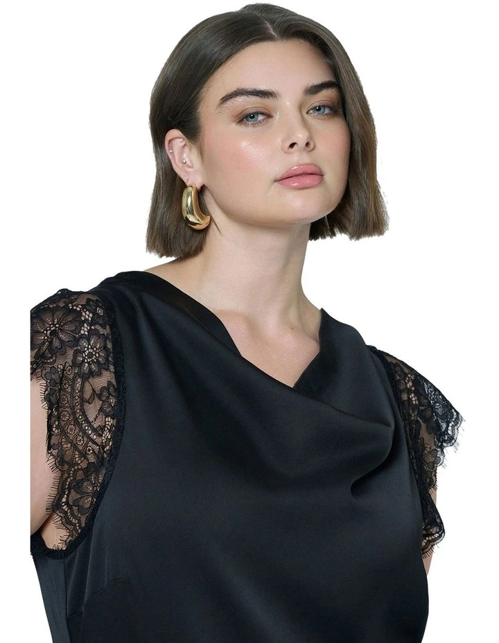 Allure Satin Maxi Dress in Black image 6