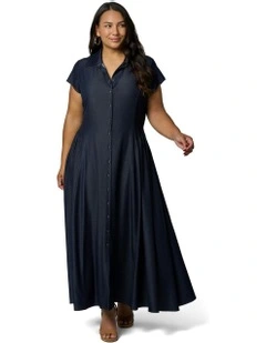 Paige Maxi Shirt Dress in Blue