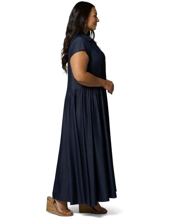 Paige Maxi Shirt Dress in Blue image 3