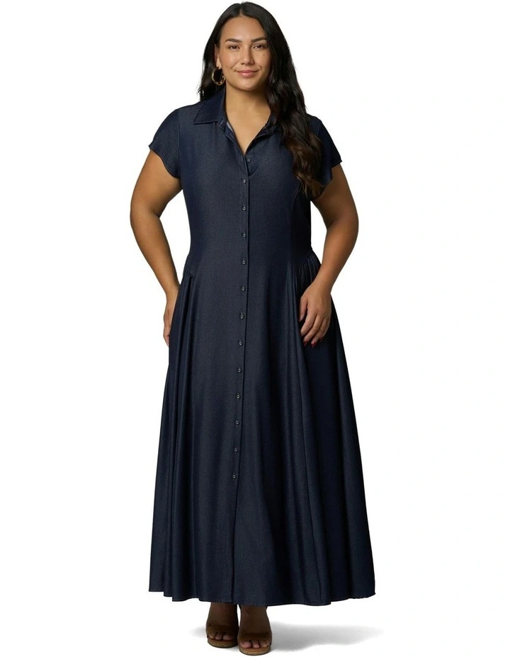 Paige Maxi Shirt Dress in Blue image 4