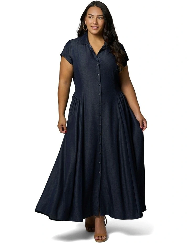 Paige Maxi Shirt Dress in Blue image 5
