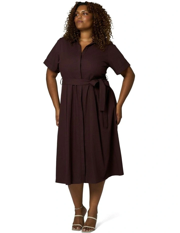 Orla Midi Linen Shirt Dress in Brown image 1