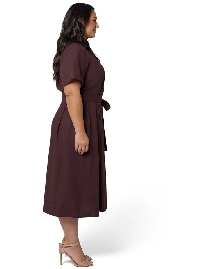 Orla Midi Linen Shirt Dress in Brown image 3