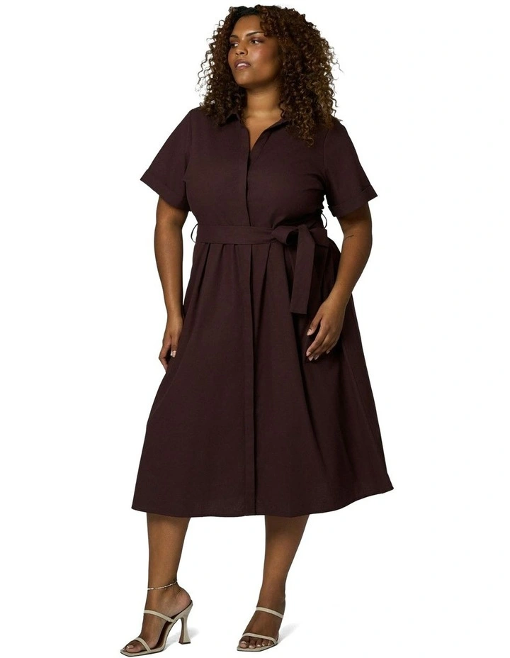 Orla Midi Linen Shirt Dress in Brown image 4
