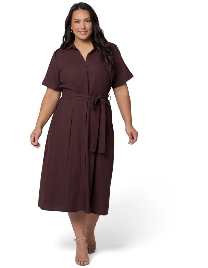 Orla Midi Linen Shirt Dress in Brown image 5