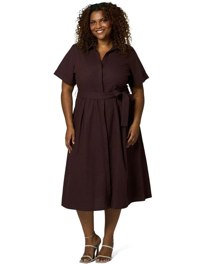 Orla Midi Linen Shirt Dress in Brown image 5