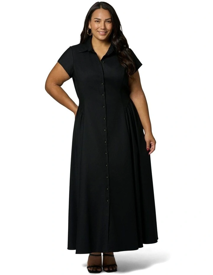 Clara Maxi Shirt Dress in Black image 4