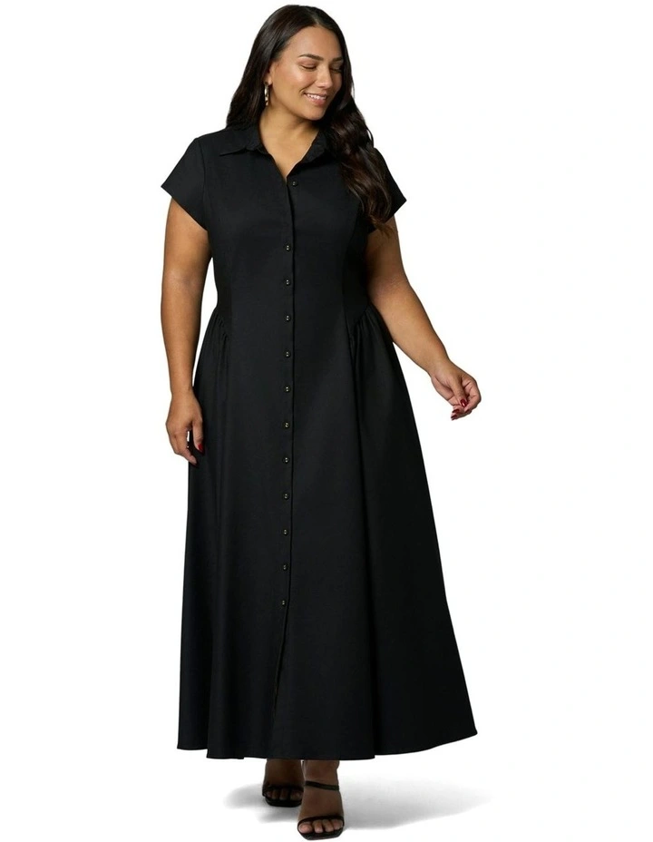 Clara Maxi Shirt Dress in Black image 5