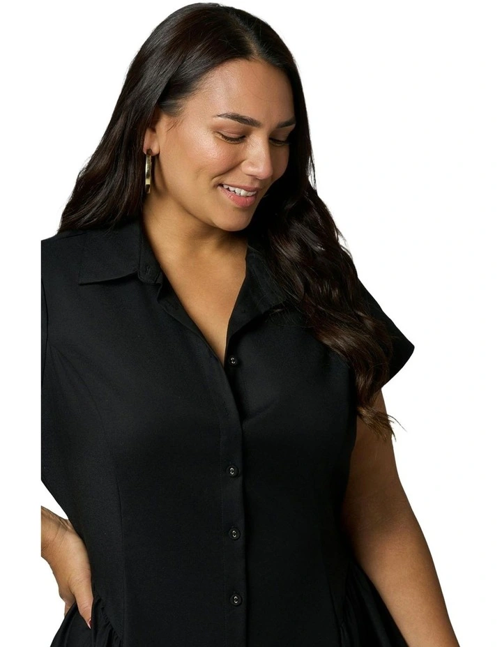 Clara Maxi Shirt Dress in Black image 6