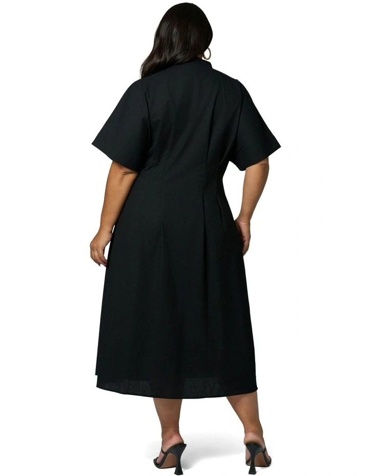 Blair Linen Midi Dress in Black image 2